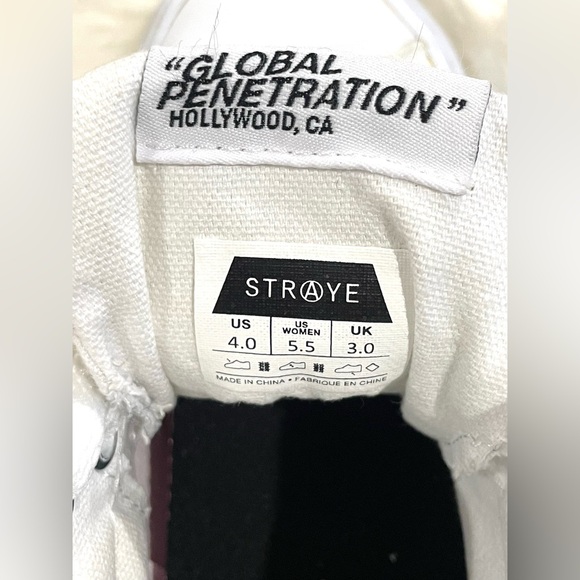 STRAUE “Global Penetration " Skate Shoes white high top Kids Sz 4 - Picture 5 of 5